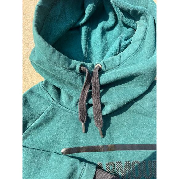 Under Armour Sweatshirt Women Sz Small Teal Graphic Mock Neck Hooded Long Sleeve - Picture 4 of 6